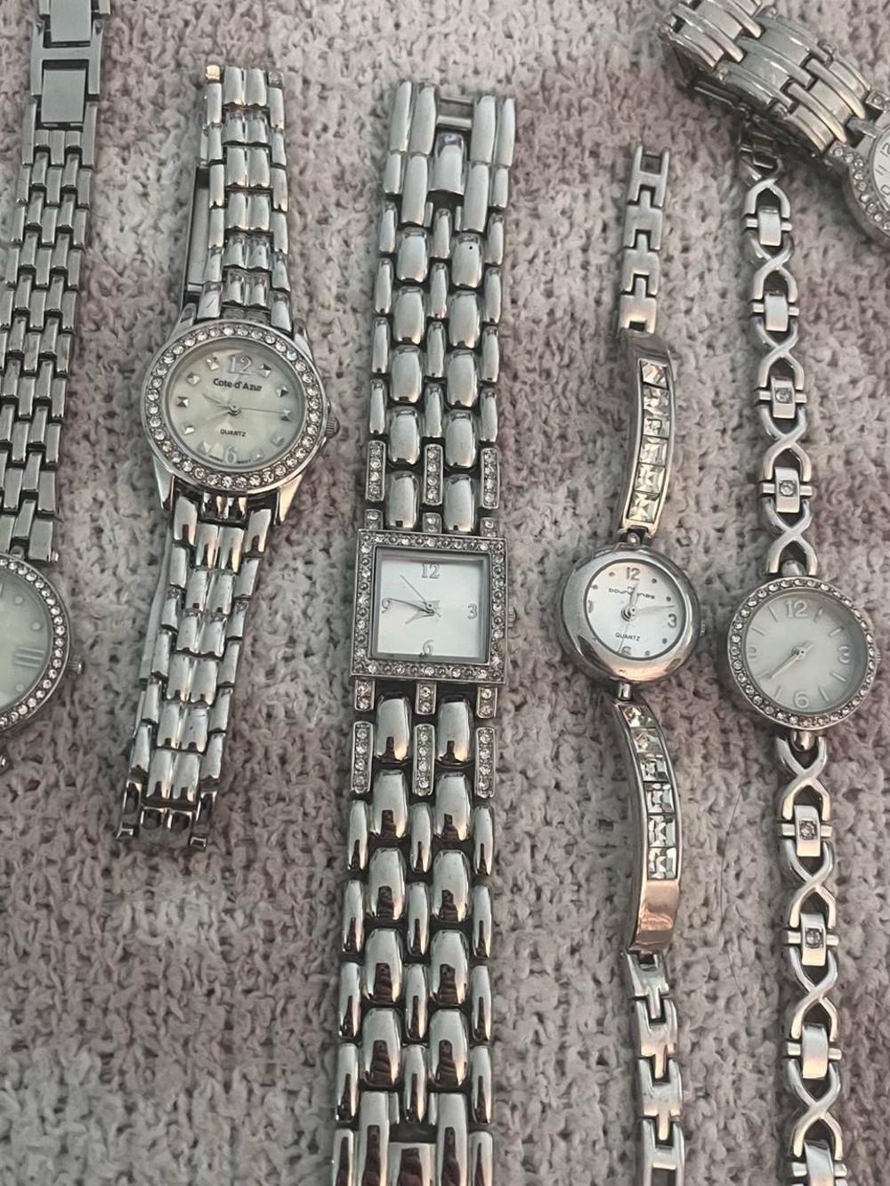 silver studded link watches - bundle of 6